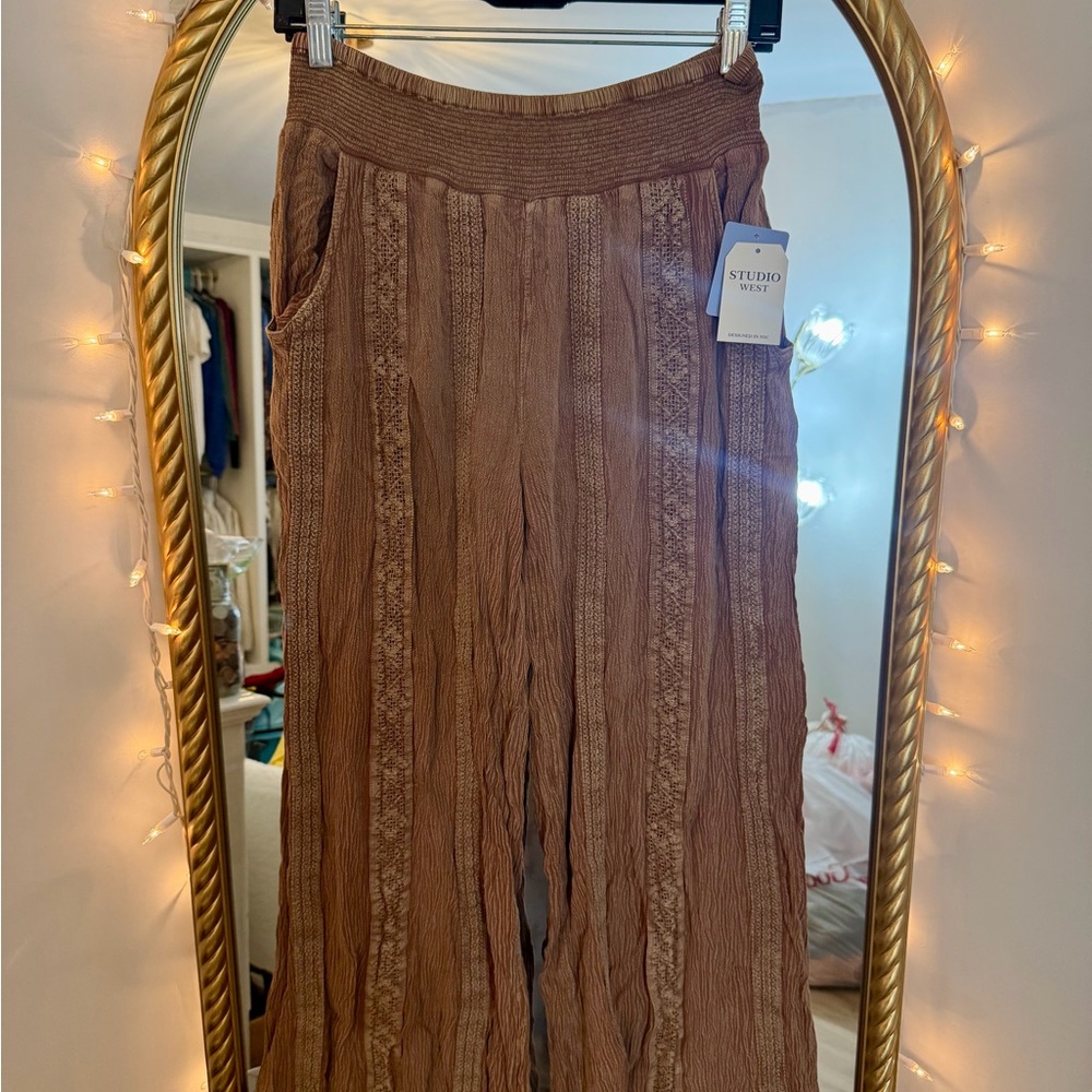 Studio West Brown Textured Pants